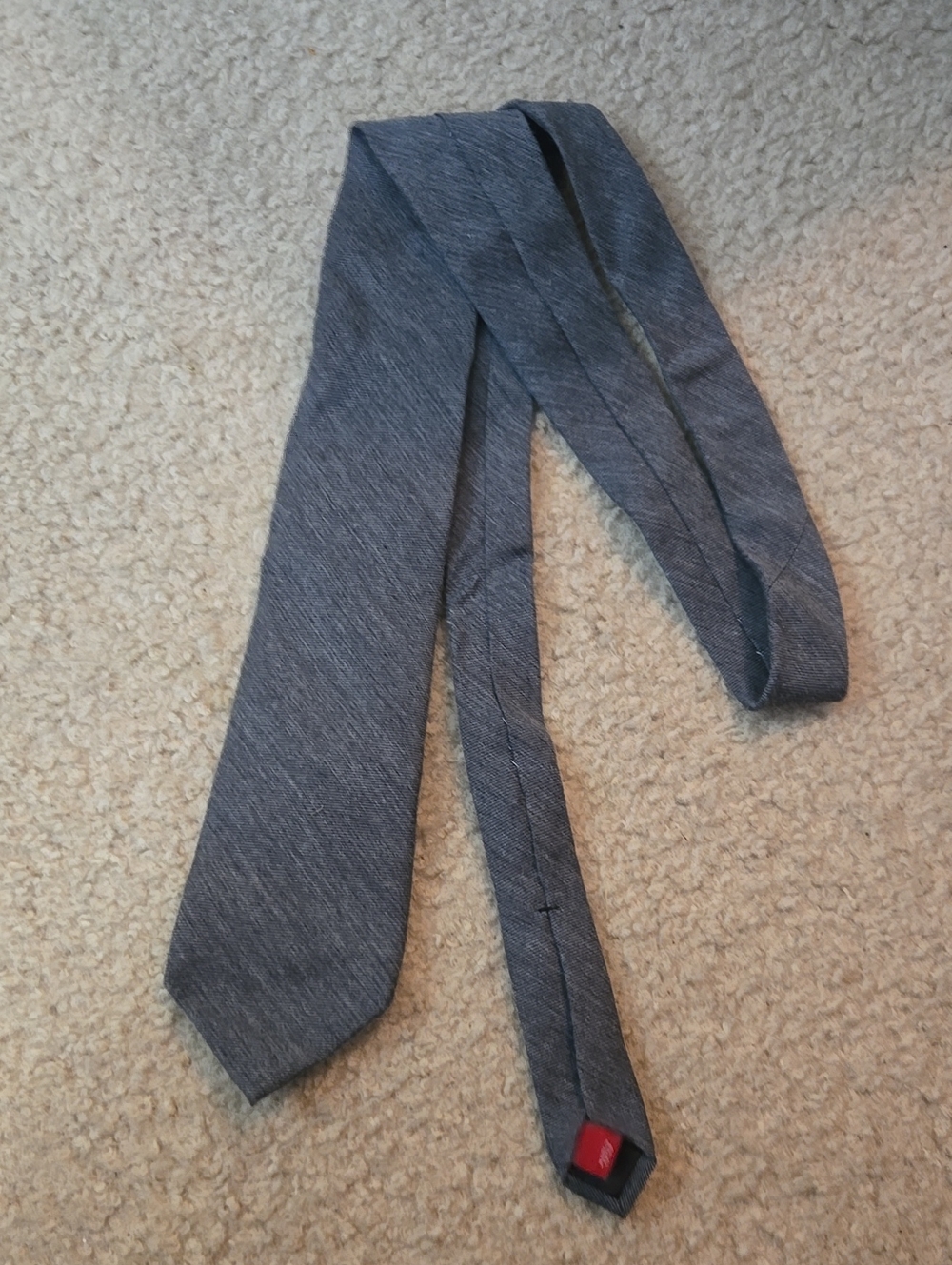 Merona Heather Gray Slim Men's Tie with Red Logo Tab